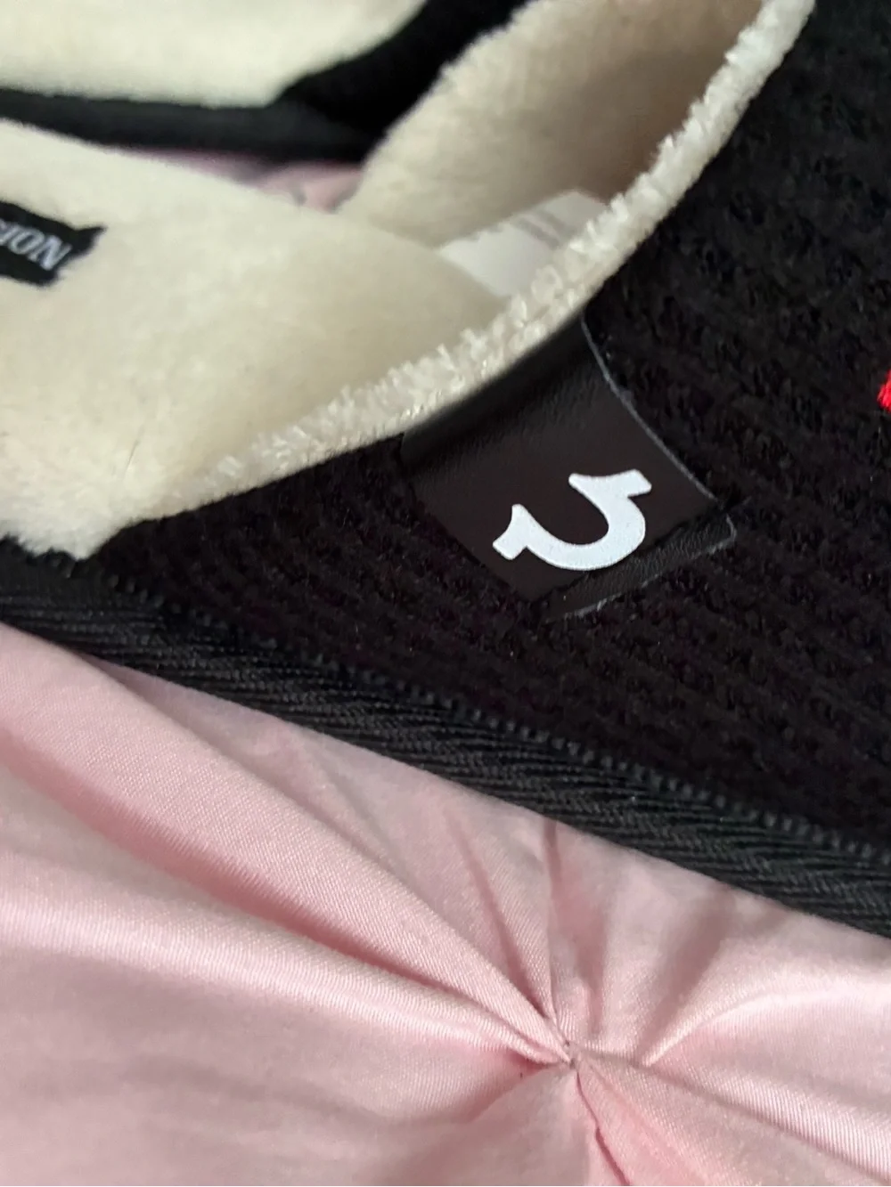 True Religion Black and Red Cozy Slip-On Slippers